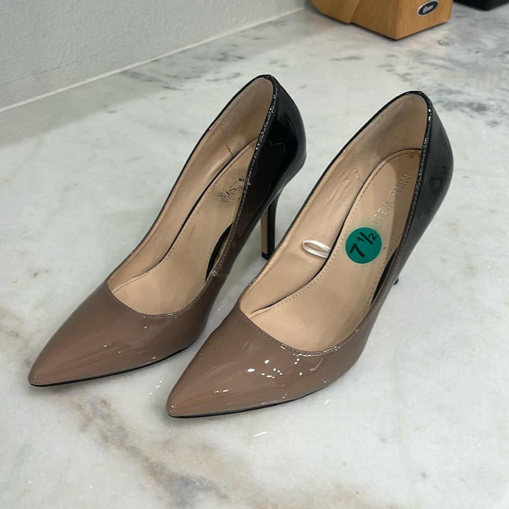 Nine Wedt tan ombre to black patent leather pumps! 7.5 😍